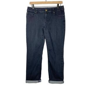 Chico’s | 00 Platinum Ultimate Fit Dark Wash Straight Leg Cropped Jeans